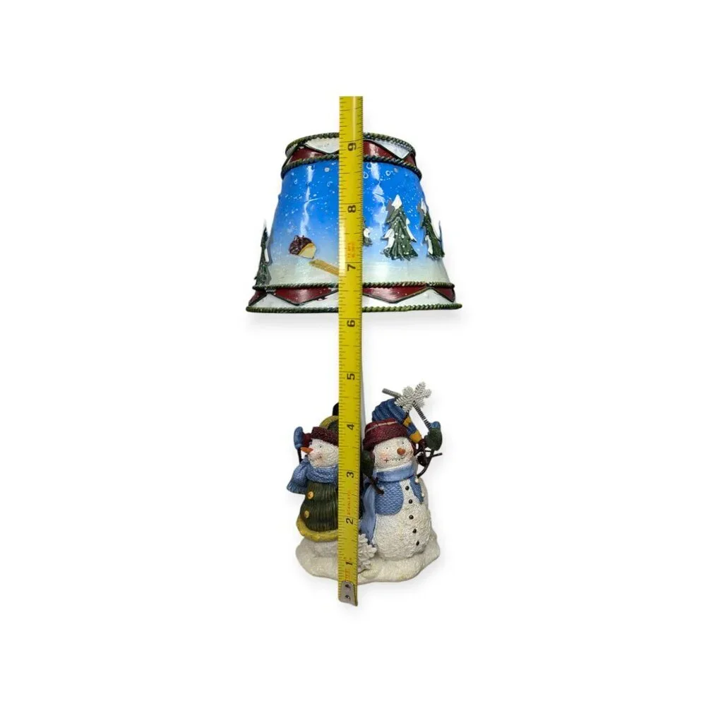 Colorful Snowman Candle Votive Metal Lamp with 4 Resin Snowmen 9